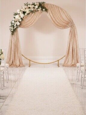 Elegant Champagne Sequin Wedding Arch Drapery